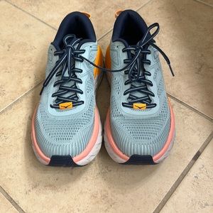 Hoka Women's Light Blue Navy Orange Sneakers